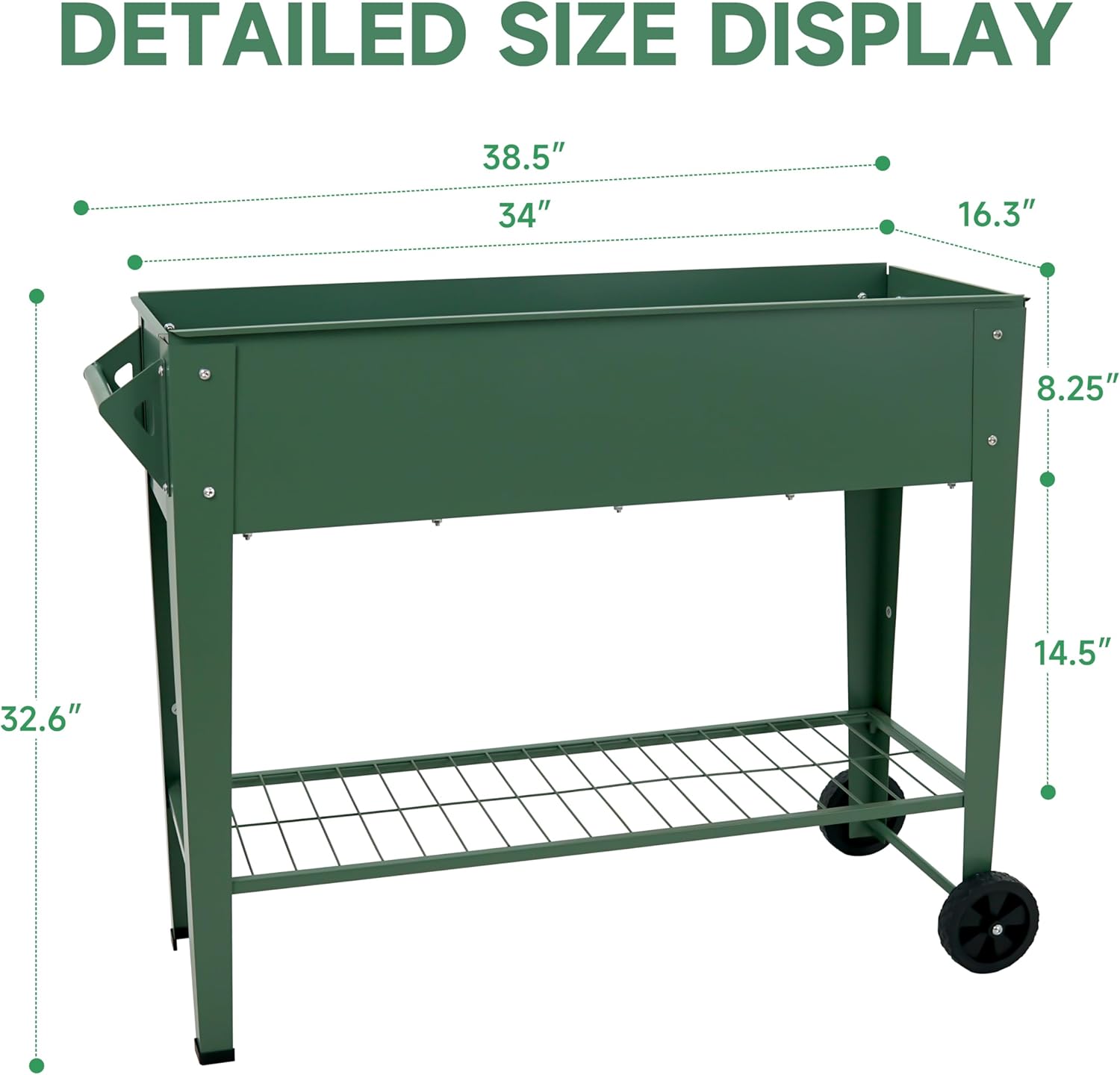 Raised Garden Bed with Legs and Wheels Removable for Outdoor, 31.6 * 14.6' - Image 2