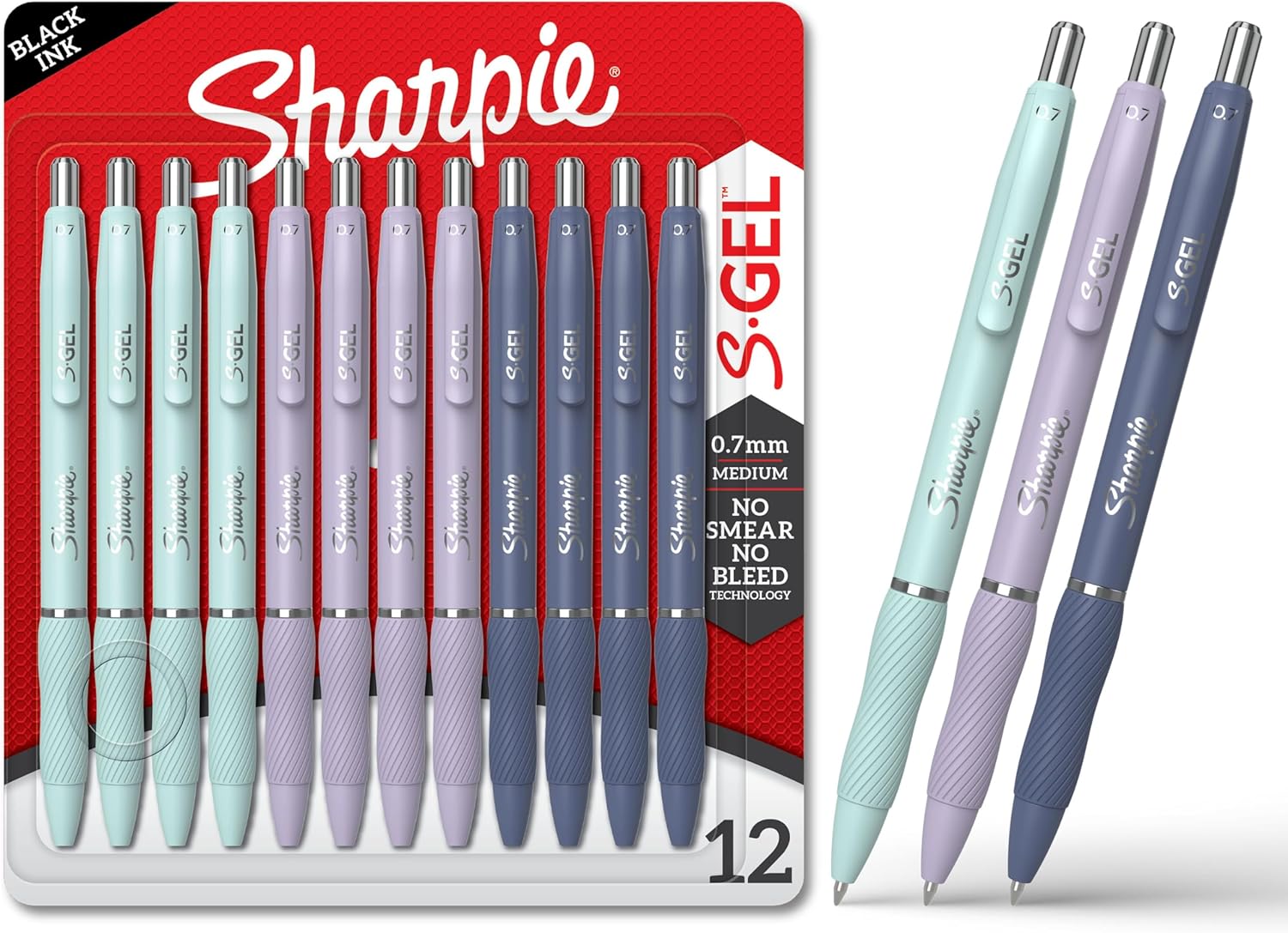 Sharpie S-Gel, Gel Pens, Medium Point (0.7mm), Assorted Fashion Barrels, Black Ink