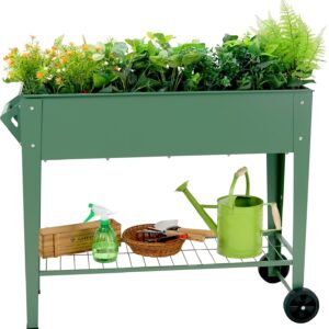 Raised Garden Bed with Legs and Wheels Removable for Outdoor, 31.6 * 14.6'